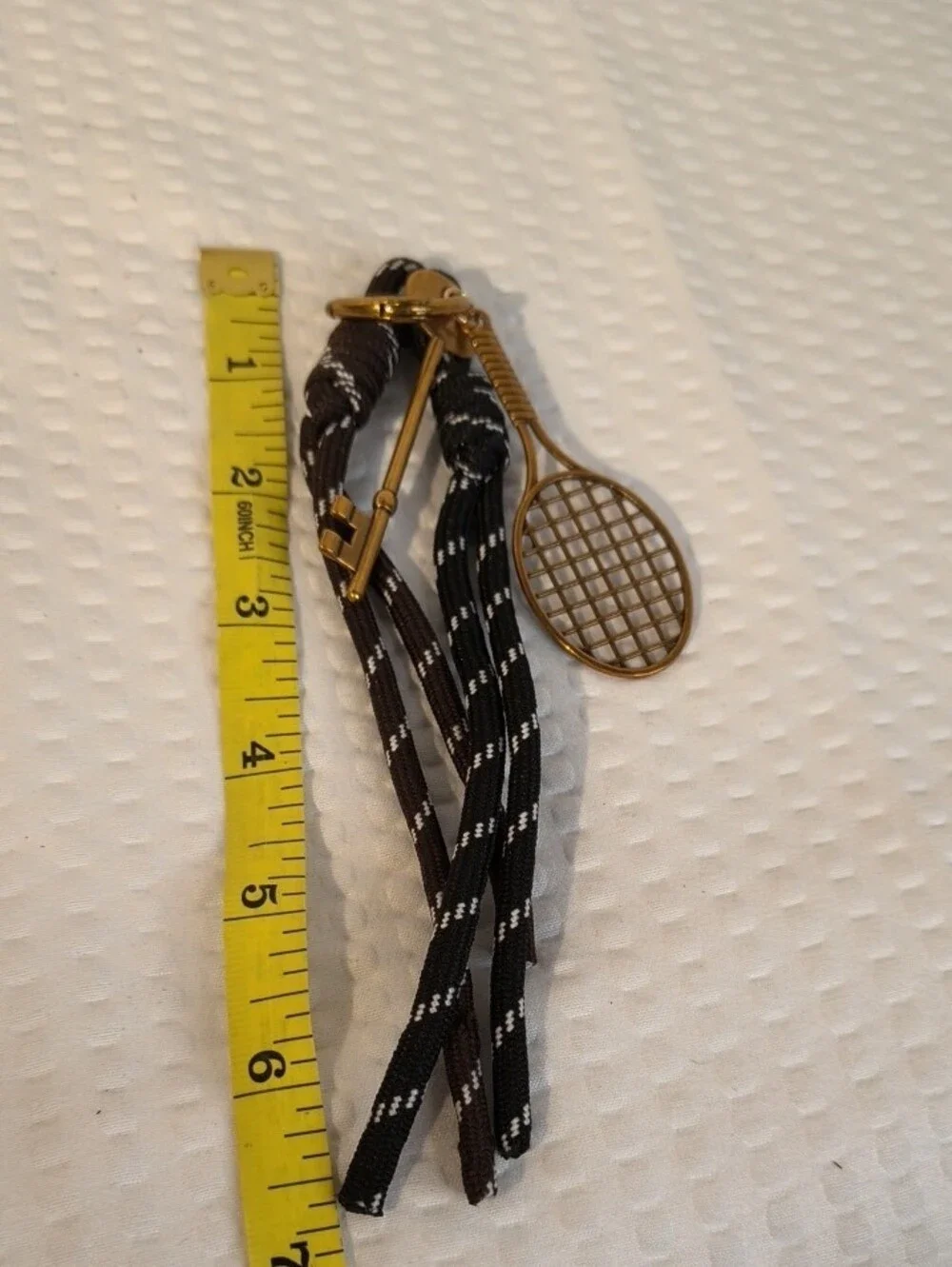 Tennis & Key Keychain with Brown and Black Braided Straps